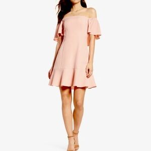 Vince Camuto Blush Pink Off the Shoulder Mini Crepe Dress Size 8P